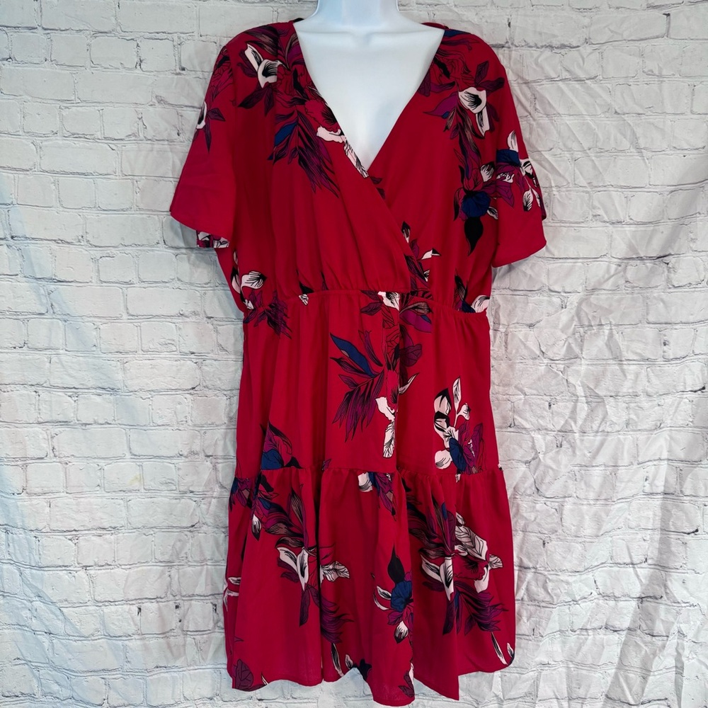 SHEIN Red Floral Dress 2XL